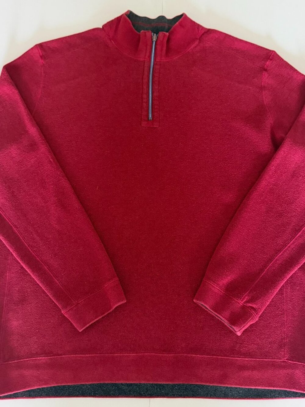 Tommy Bahama Reversible 1/4 Zip Sweater XL Long Sleeve Red Gray Mens Preppy